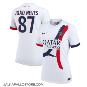 Paris Saint-Germain Joao Neves #87 Vieraspaita Naisten 2024-25 Lyhythihainen